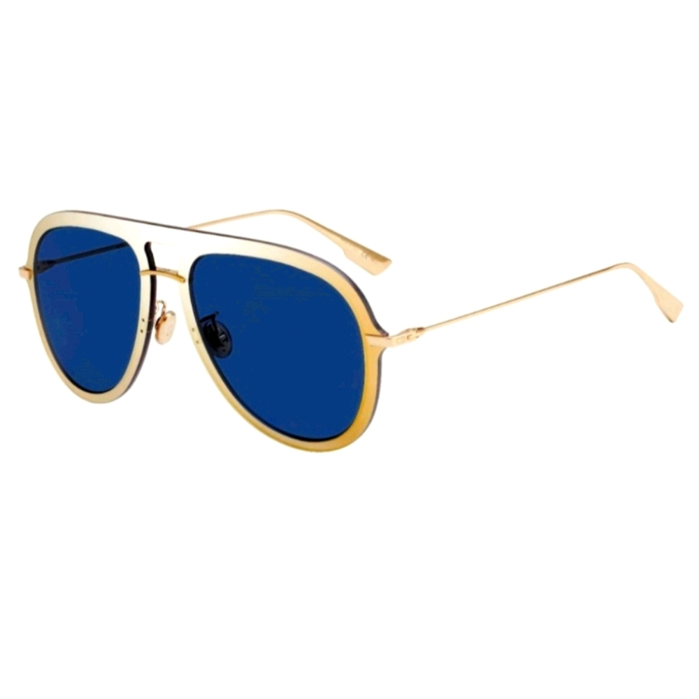 DIOR Mirrored Frame Gold & Navy Sunglasses